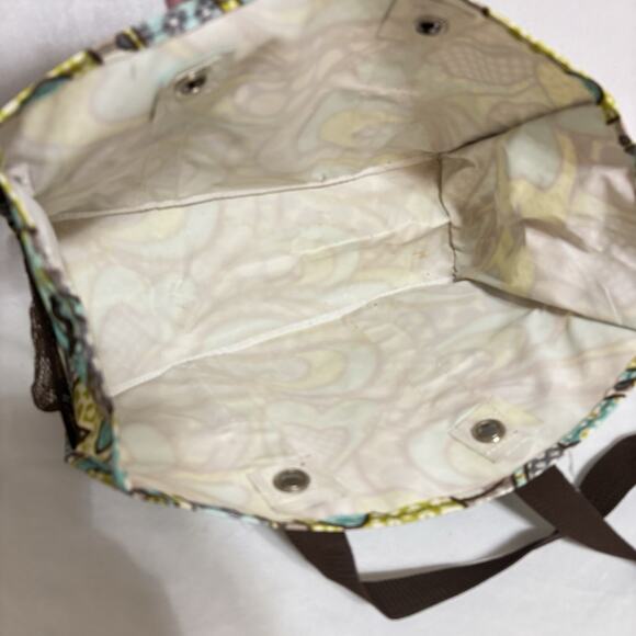 Thirty One Organizing Utility Tote Green Blue Harvest Floral 15 x 10 x 6 Pockets - Picture 4 of 5